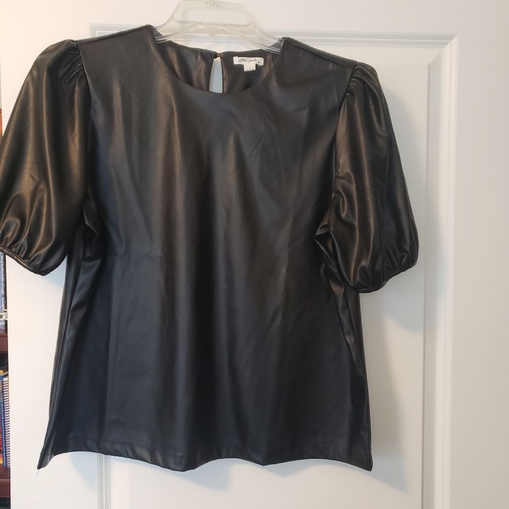 Black vegan leather top